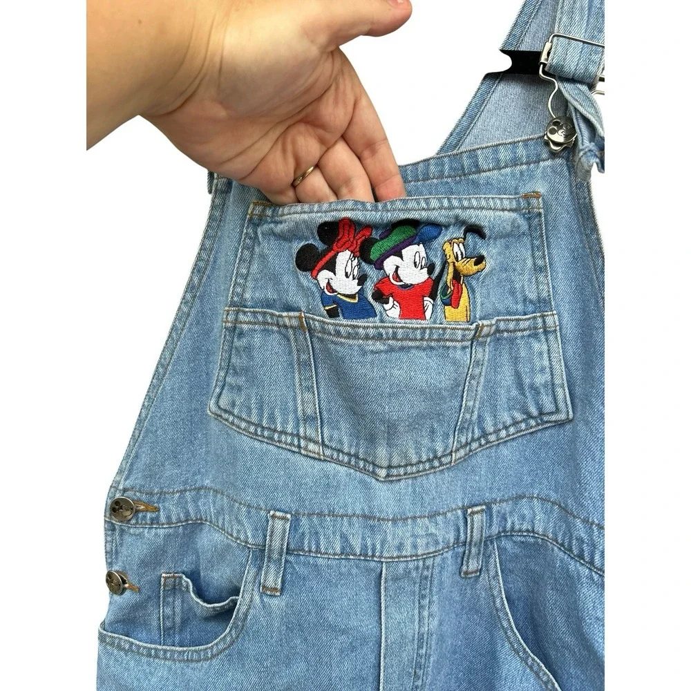 Vintage Disney Store Mickey Minnie Mouse Denim Bib Overalls‎ 90s Size 14 Kids